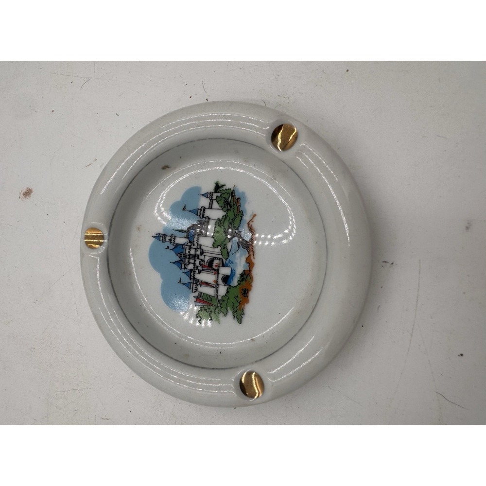 Vintage Disneyland Souvenir Ashtray SLEEPING BEAUTY CASTLE Japan Gold